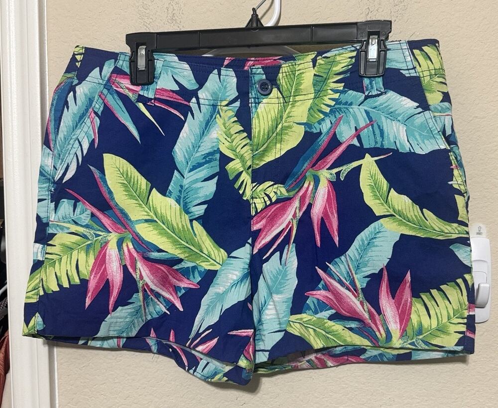 Fresh Bright Tropical Hawaiian Casual Shorts Womens sz 8 Cruise beach chino